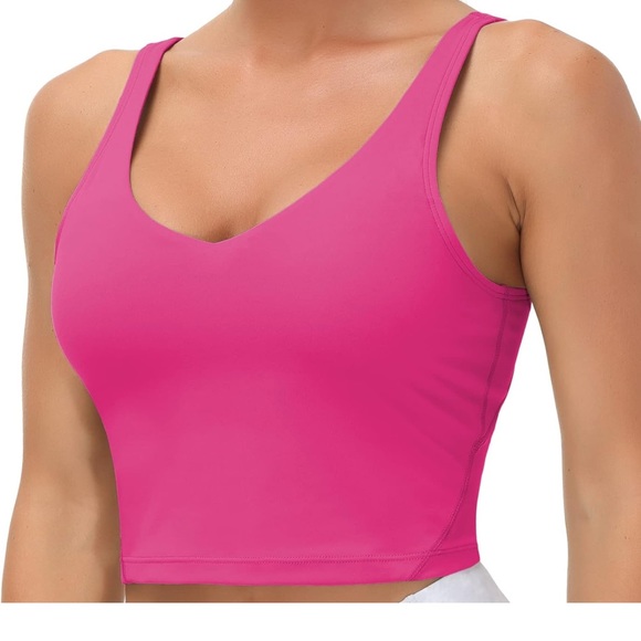 The Gym People bright pink Longline Sports Bra, Size Medium - Picture 1 of 5